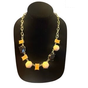 J. Crew Vintage Gold/Black/Cream/Orange Beaded Necklace